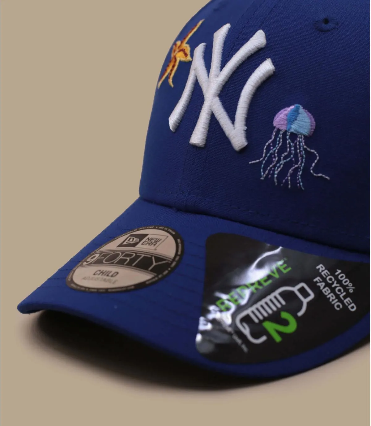 Casquette baseball enfant NY bleue méduse - Casquette Enfant Recy Child Icon 9Forty  New York Yankees New Era : Headict