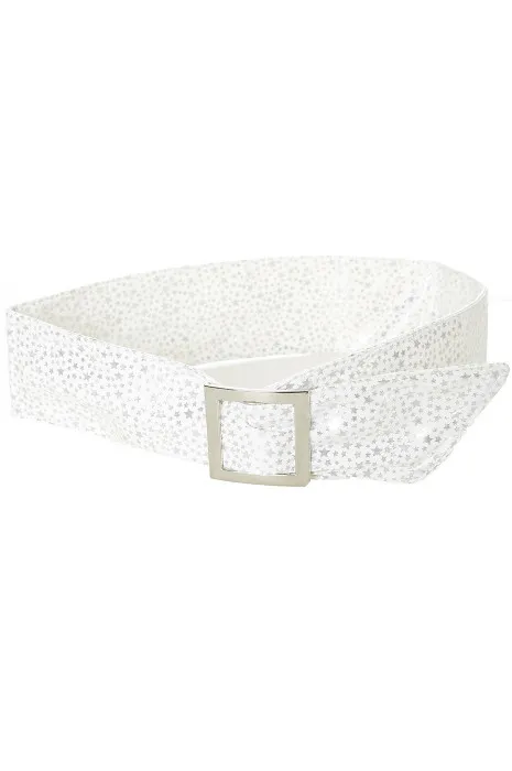 Ceinture blanche légère à motif étoiles et boucle rectangle. étoiles