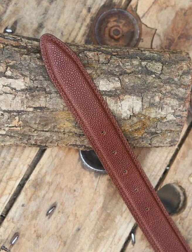 Ceinture Classique pour Homme en Cuir Grainé Marron, Fabriquée au Portugal