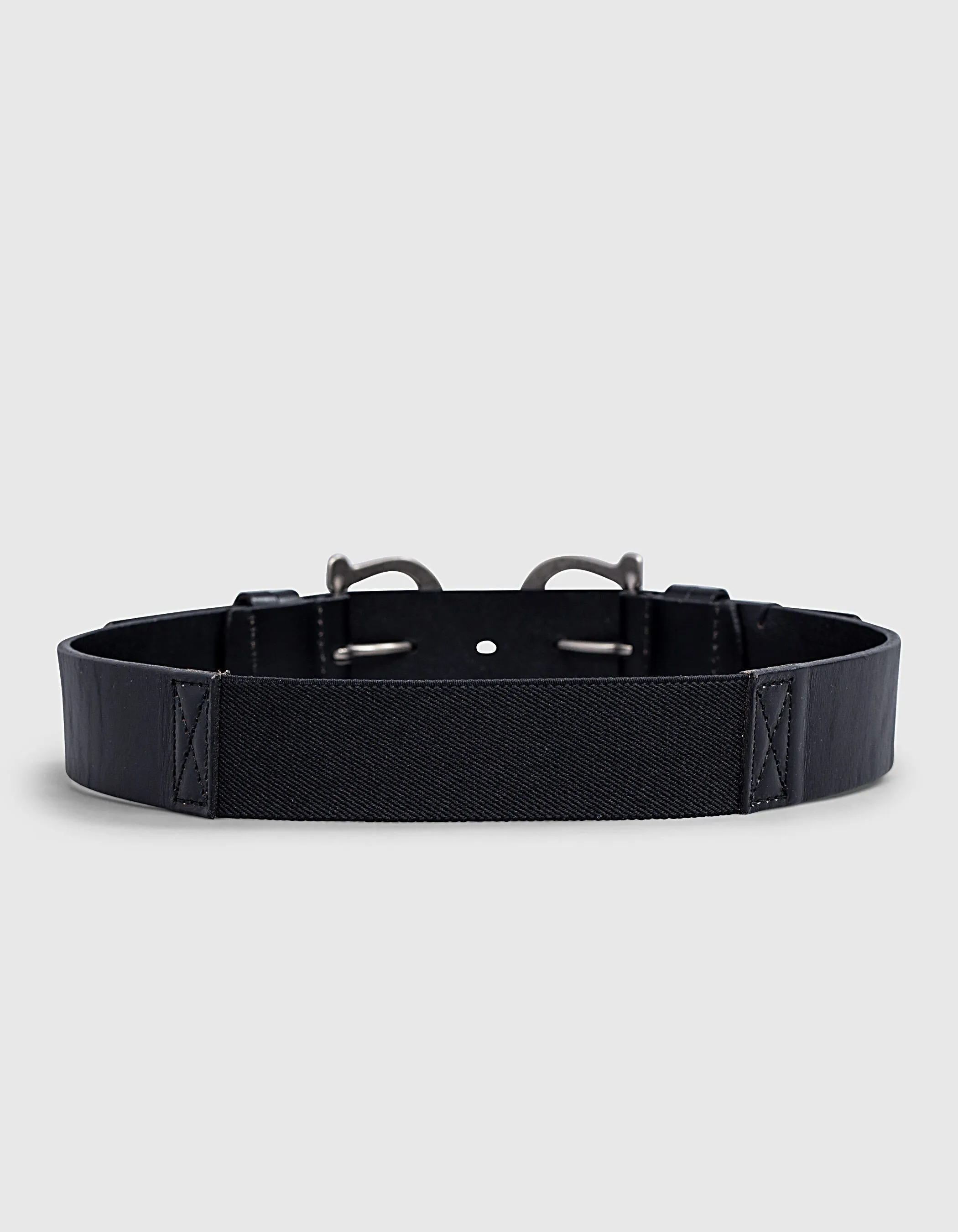 Ceinture double boucles en cuir et taille élastique femme