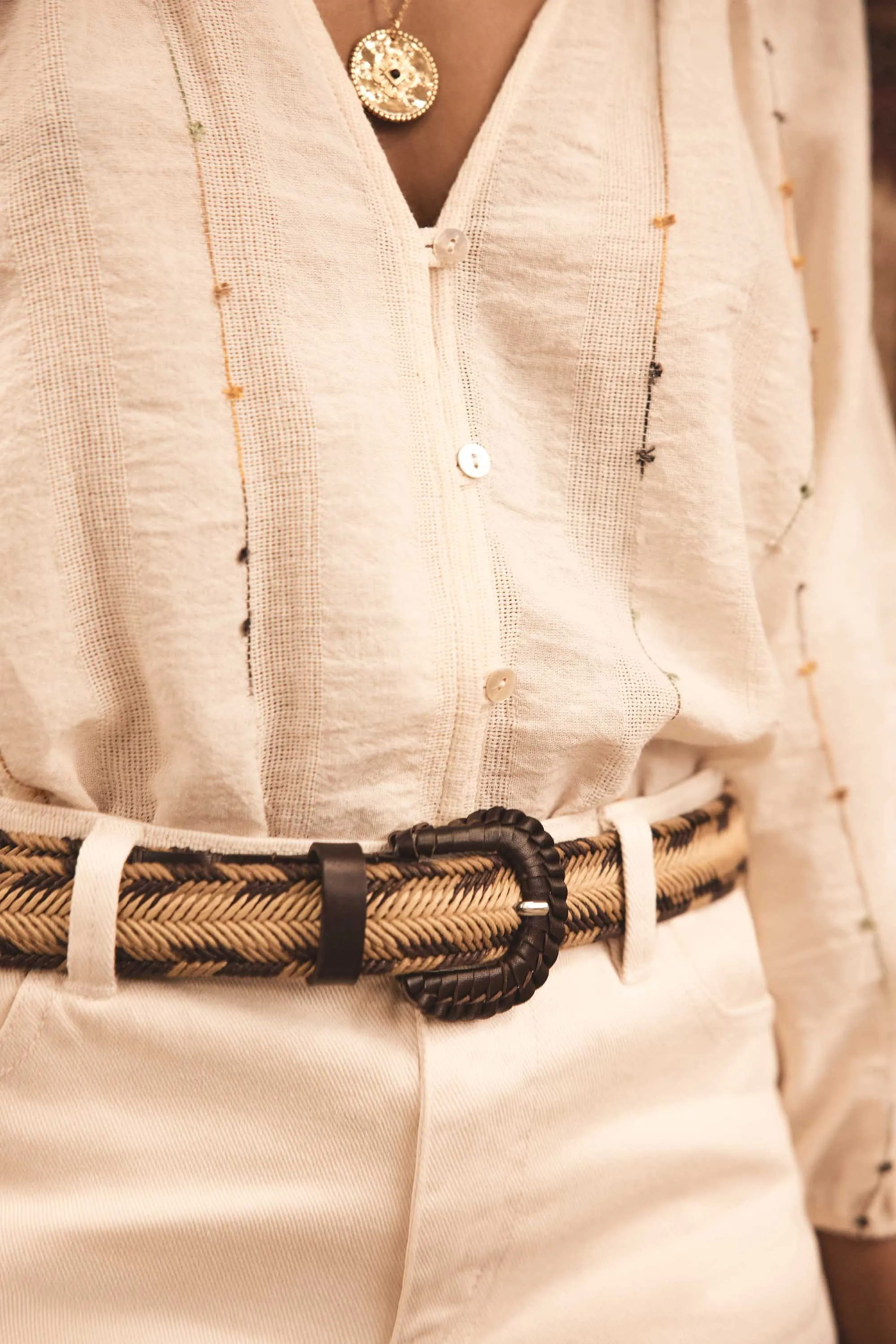 Ceinture en cuir et coton Elena COTTON | Maison 123