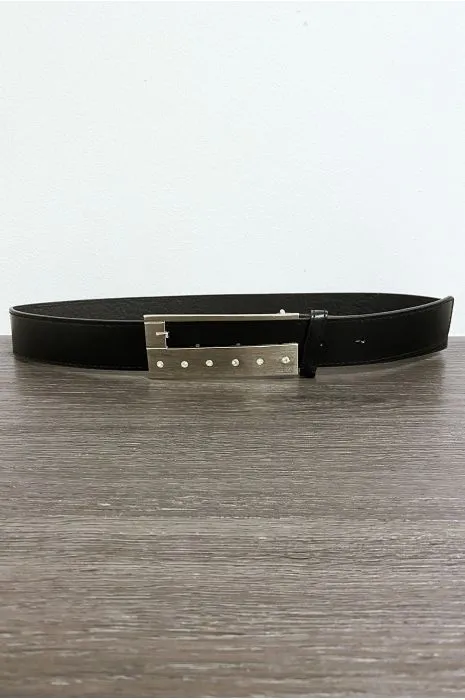 Ceinture en simili noir avec strass sur la boucle