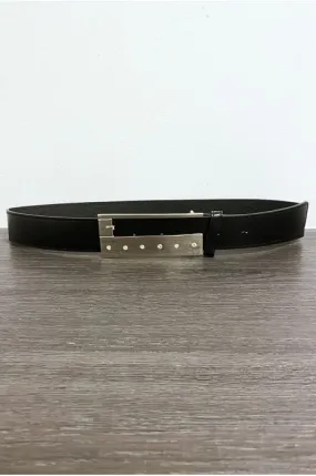 Ceinture en simili noir avec strass sur la boucle