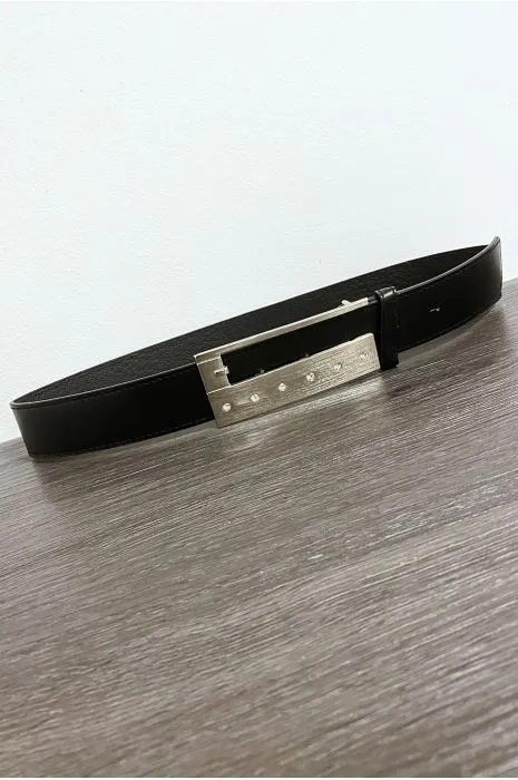 Ceinture en simili noir avec strass sur la boucle