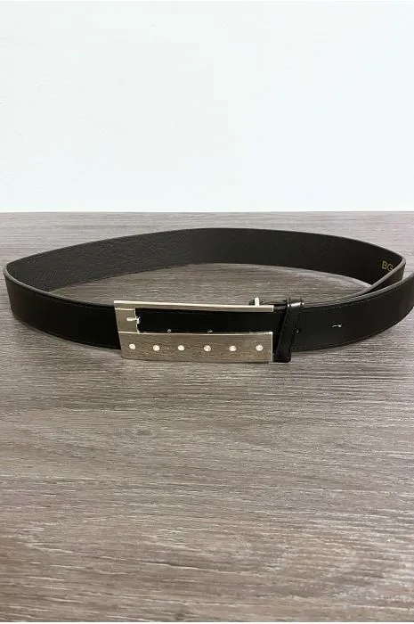 Ceinture en simili noir avec strass sur la boucle