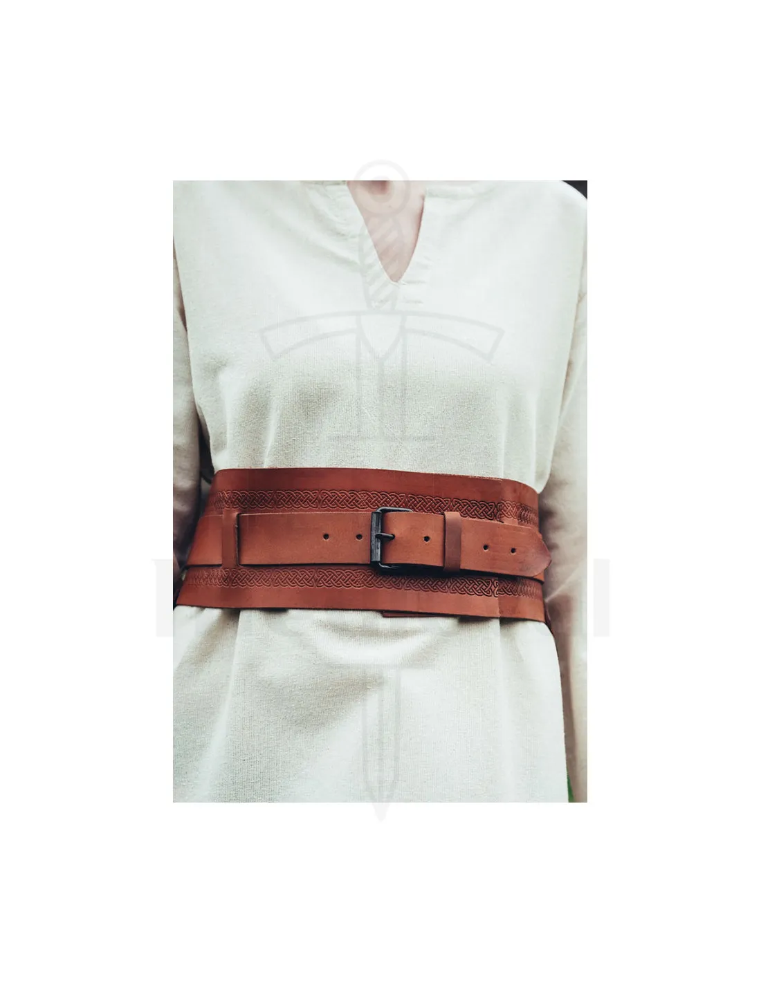 Ceinture Viking en cuir Ingrid, marron cognac ⚔️ Boutique Épées