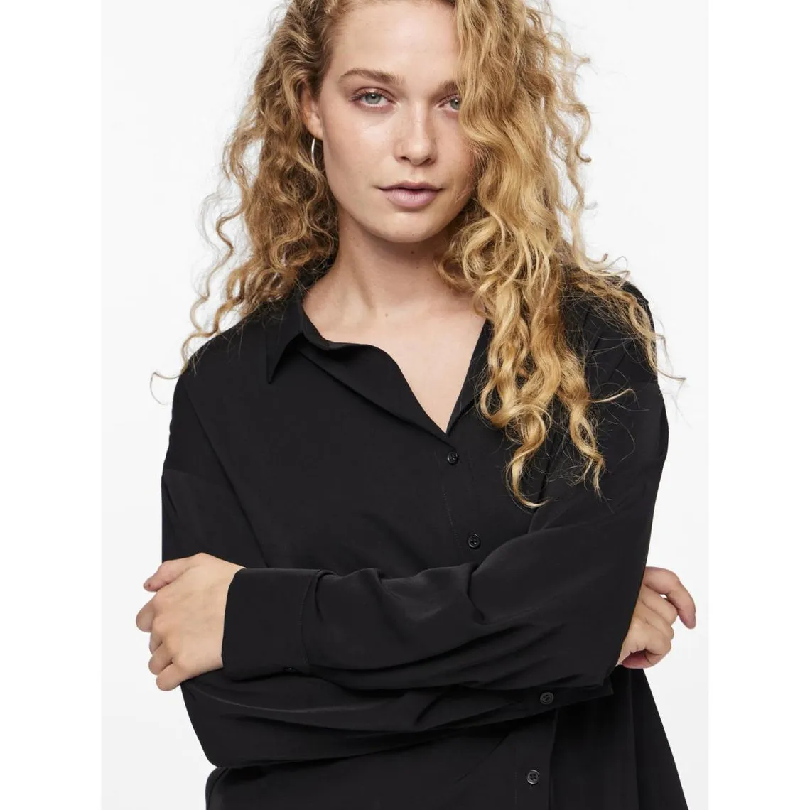 Chemise col boutonné manches longues noir | 3 Suisses