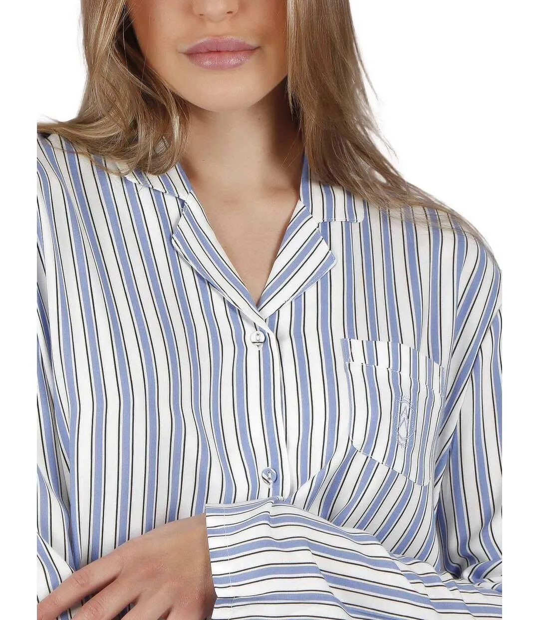 Chemise de nuit manches longues Fashion Stripes Admas