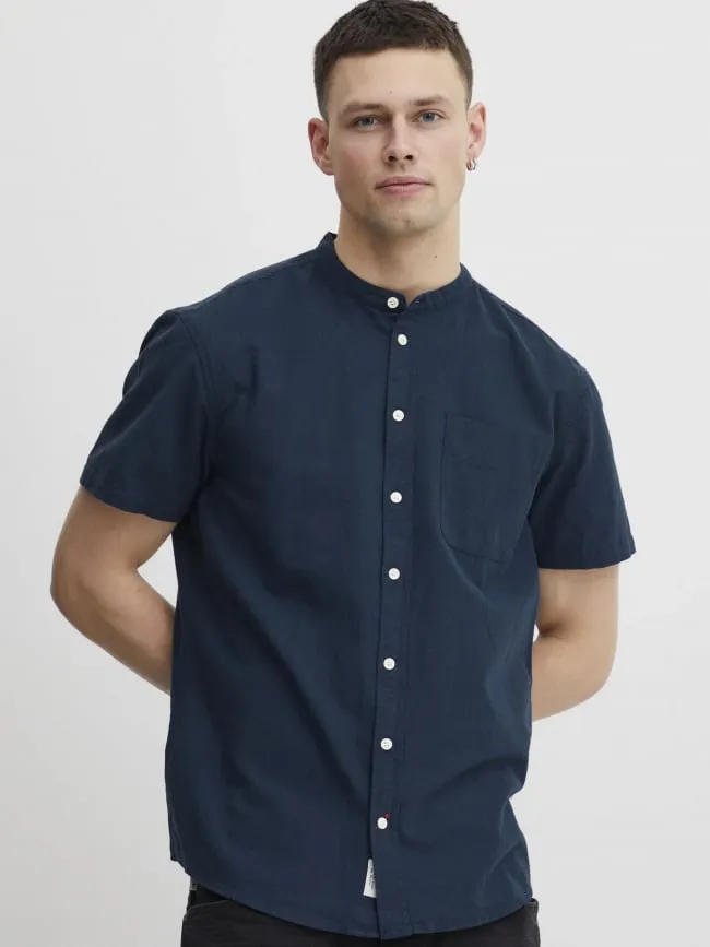 Chemise en lin manches courtes bleu marine homme - Blend | wimod