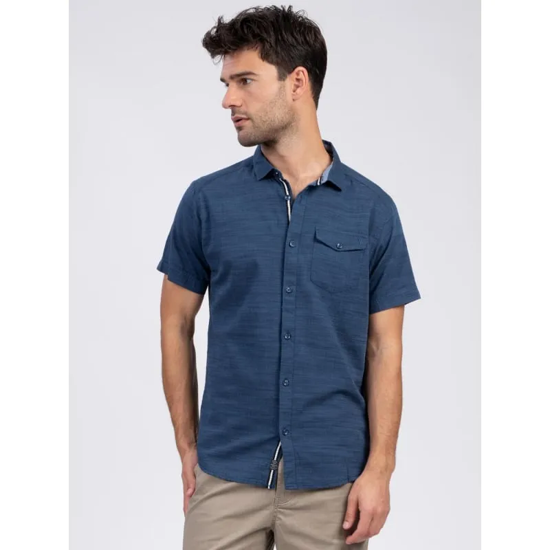 Chemise en lin manches courtes bleu marine homme - Blend | wimod