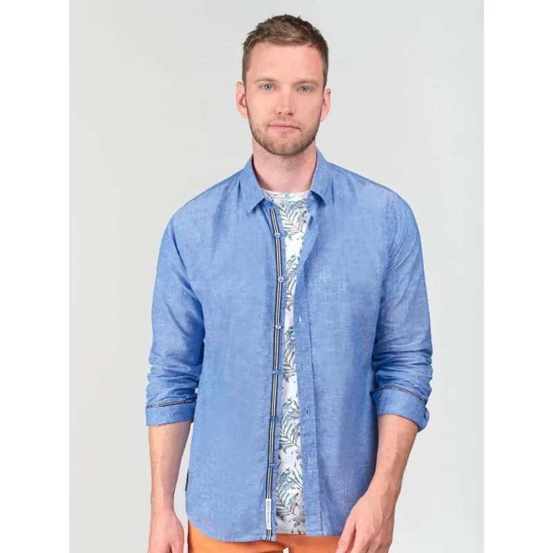 Chemise en lin manches courtes bleu marine homme - Blend | wimod