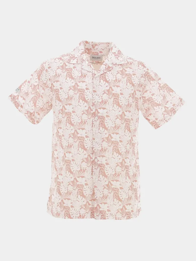 Chemise en lin pank rose blanc homme - Deeluxe | wimod