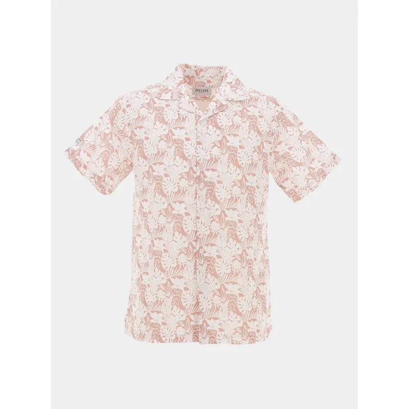 Chemise en lin pank rose blanc homme - Deeluxe | wimod