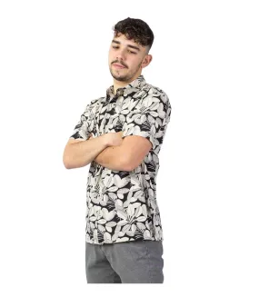 Chemise homme manches courtes LORENZO imprimé jungle noir Coton Du Monde