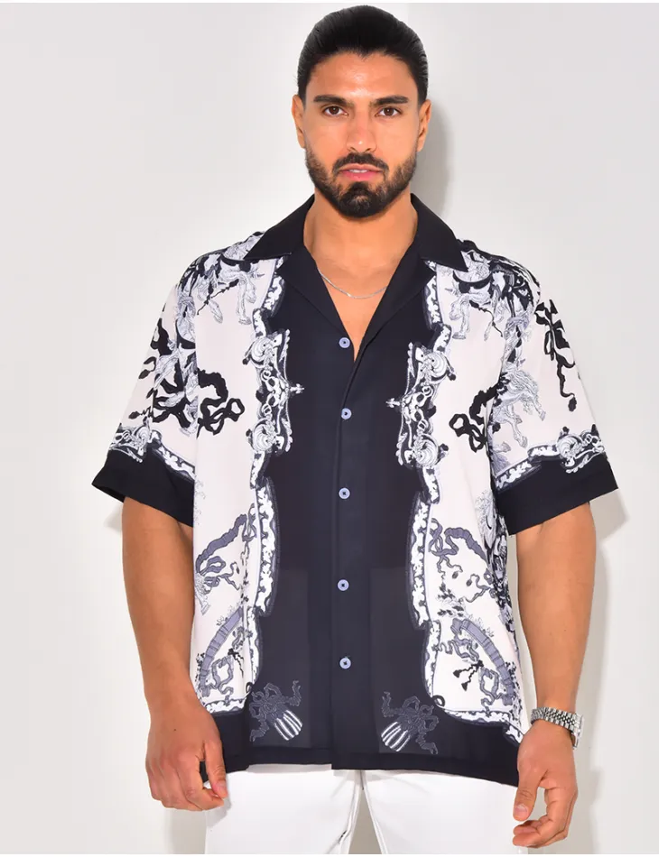 Chemise manches courtes à motifs cavaliers / 61027 - JEANS INDUSTRY