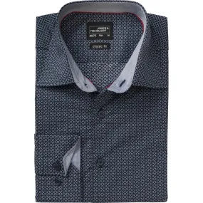 chemise manches longues - JN670 - HOMME - bleu marine - motifs fins 