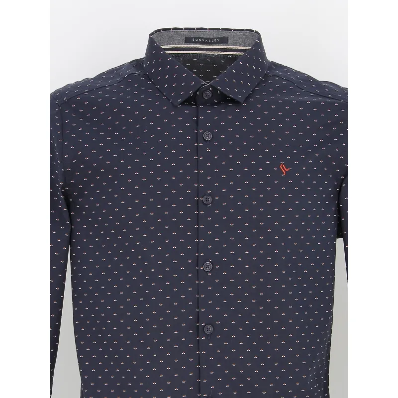 Chemise manches longues logo brodé bleu homme - Sunvalley | wimod