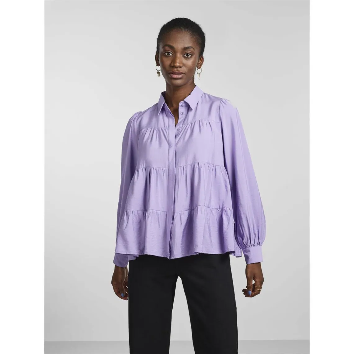 Chemise manches longues violet en viscose Anya | 3 Suisses