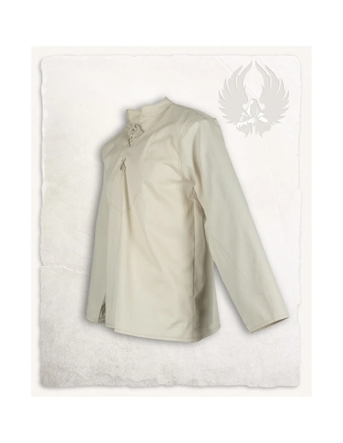 Chemise médiévale en coton crème modèle Leomar ⚔️ Boutique Épées