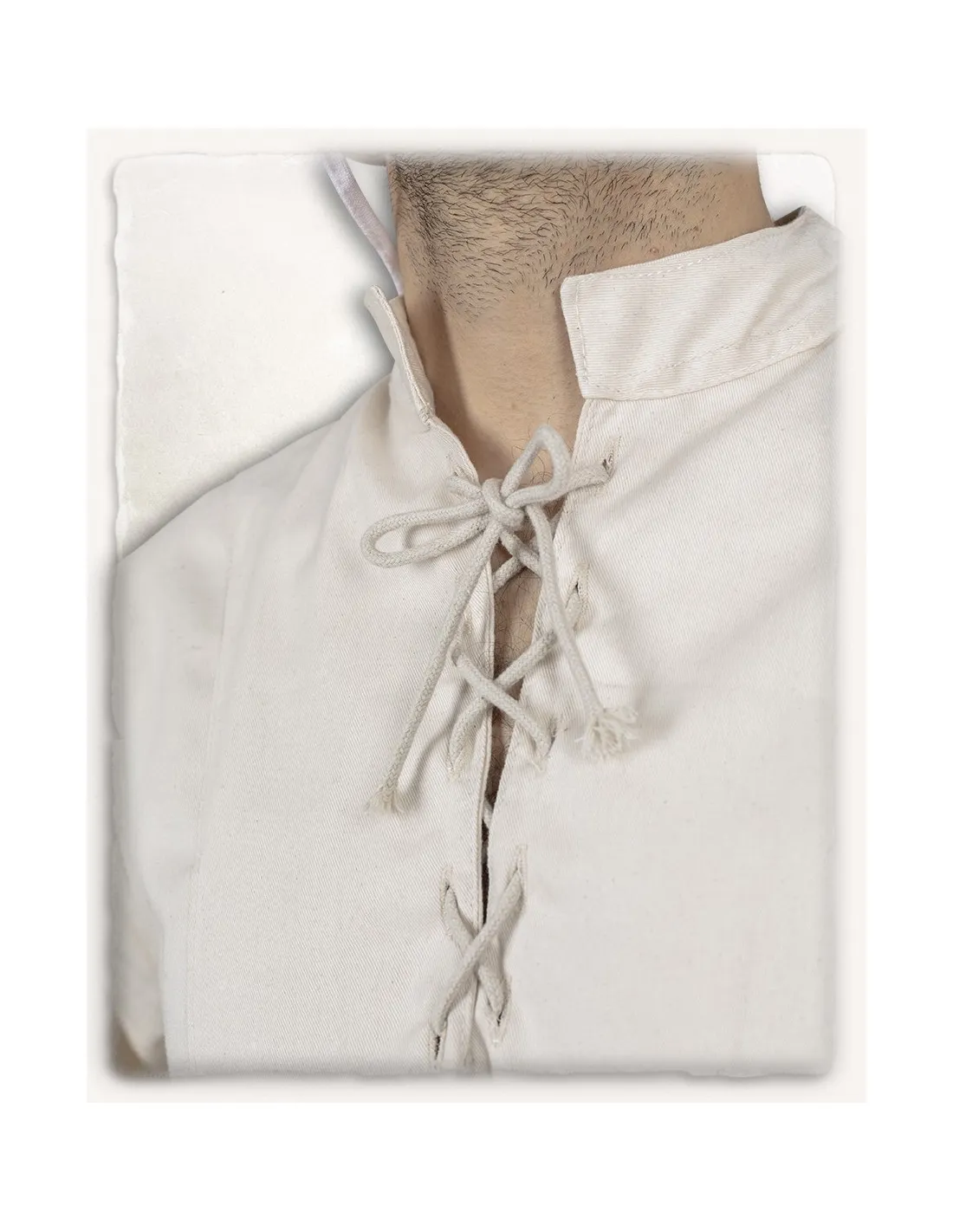 Chemise médiévale en coton crème modèle Leomar ⚔️ Boutique Épées