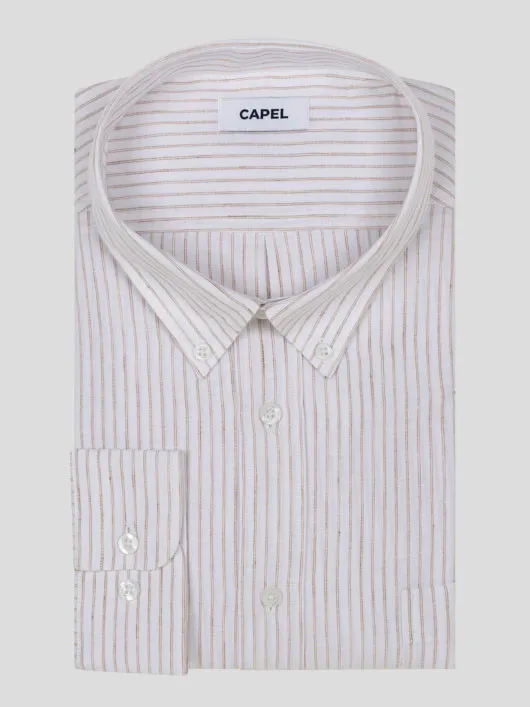 Chemise Ralph Rayee Capel Grande Taille blanc/beige homme grande taille - Capelstore