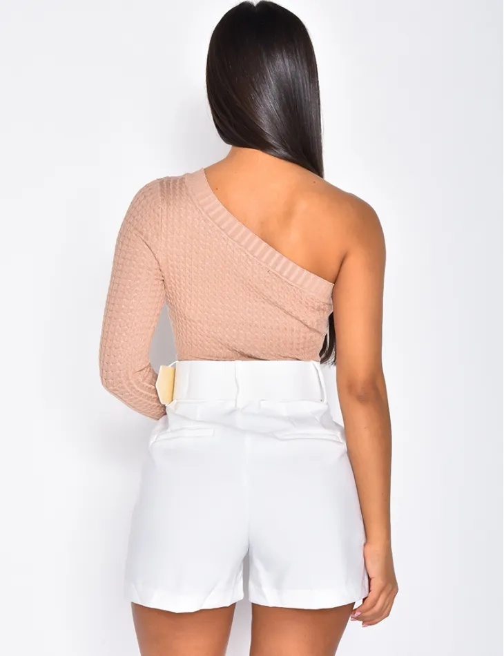 Crop-top en maille torsadée asymétrique / 35250 - JEANS INDUSTRY