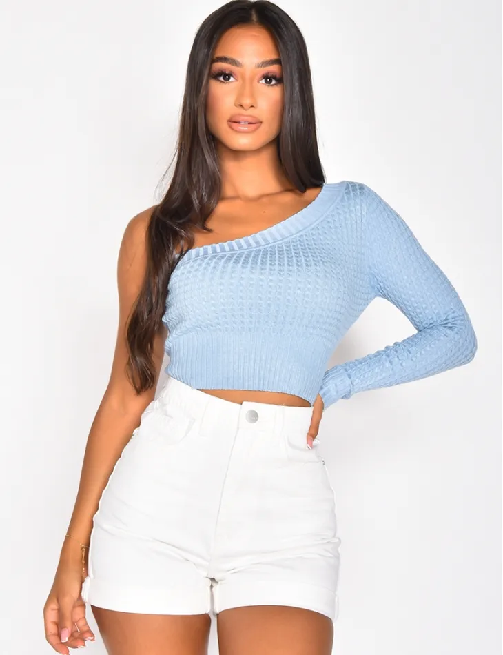 Crop-top en maille torsadée asymétrique / 35250 - JEANS INDUSTRY