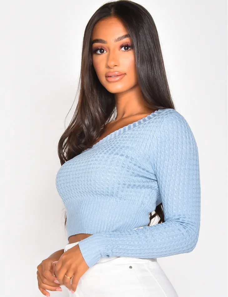 Crop-top en maille torsadée asymétrique / 35250 - JEANS INDUSTRY