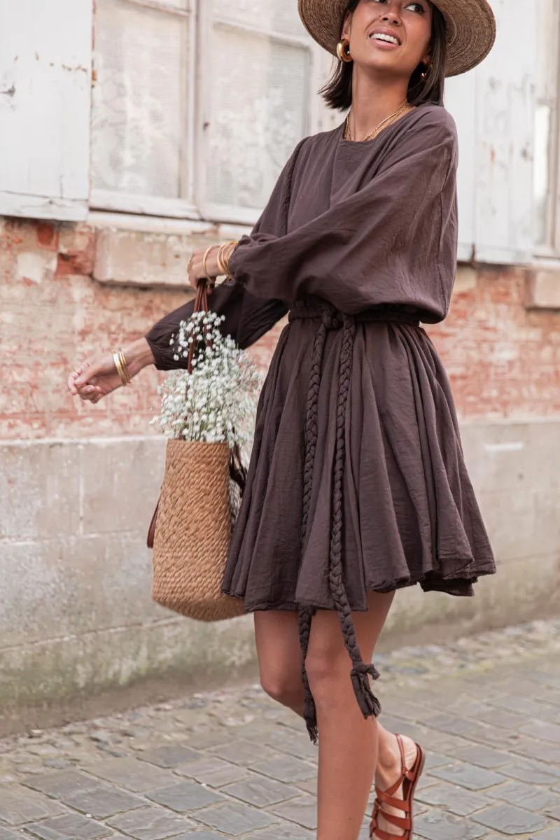 EVE Chocolat Robe Courte effet danseuse femme