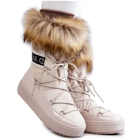 FM1 Bottes de neige à lacets pour femmes Beige Santero