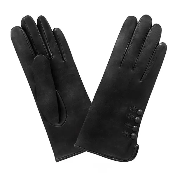 Gants Prestige 4 Boutons Côté T6.5 Cuir d'Agneau Noir | Glove Story