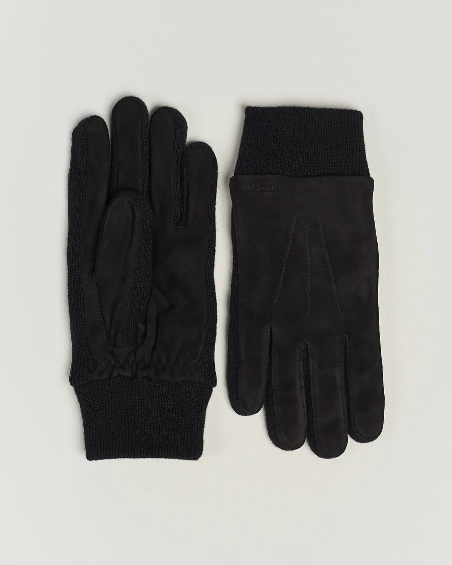 Geoffery Suede Wool Tricot Glove Black