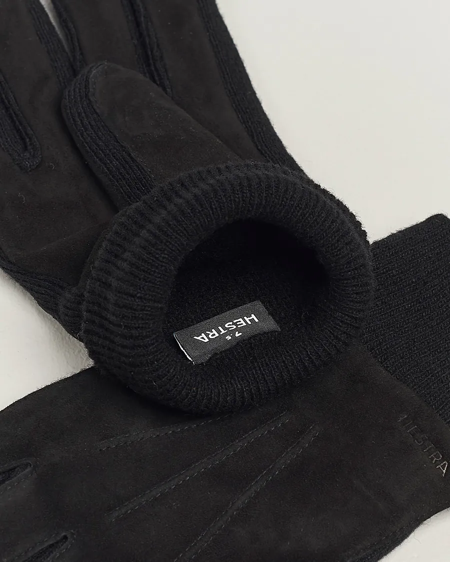 Geoffery Suede Wool Tricot Glove Black