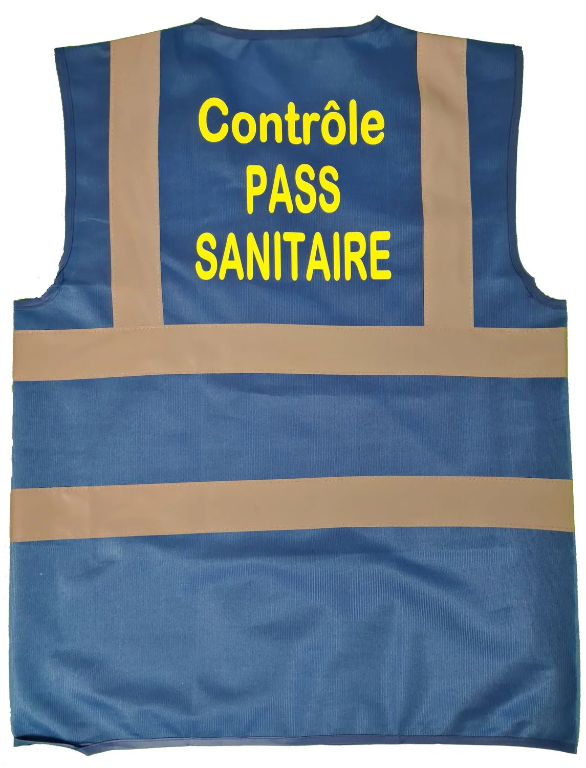 Gilet de sécurité - chasuble bleu roi - Contrôle PASS SANITAIRE 