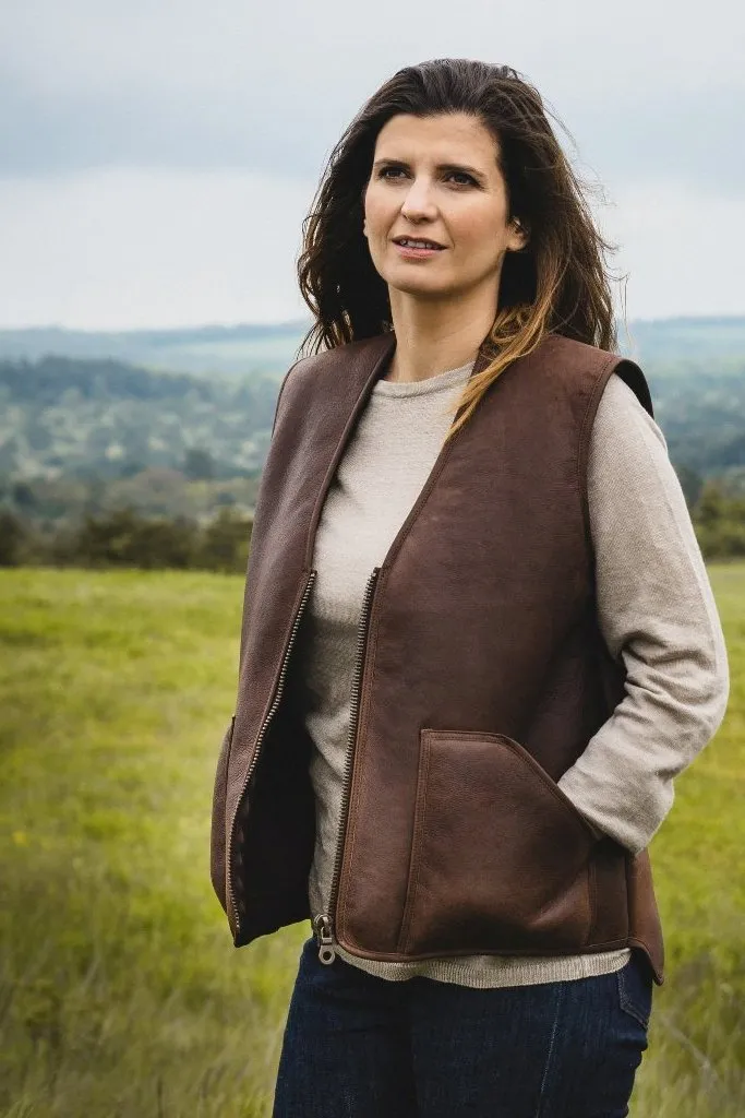 Gilet en peau lainée pour Femme - Fabrication artisanale française