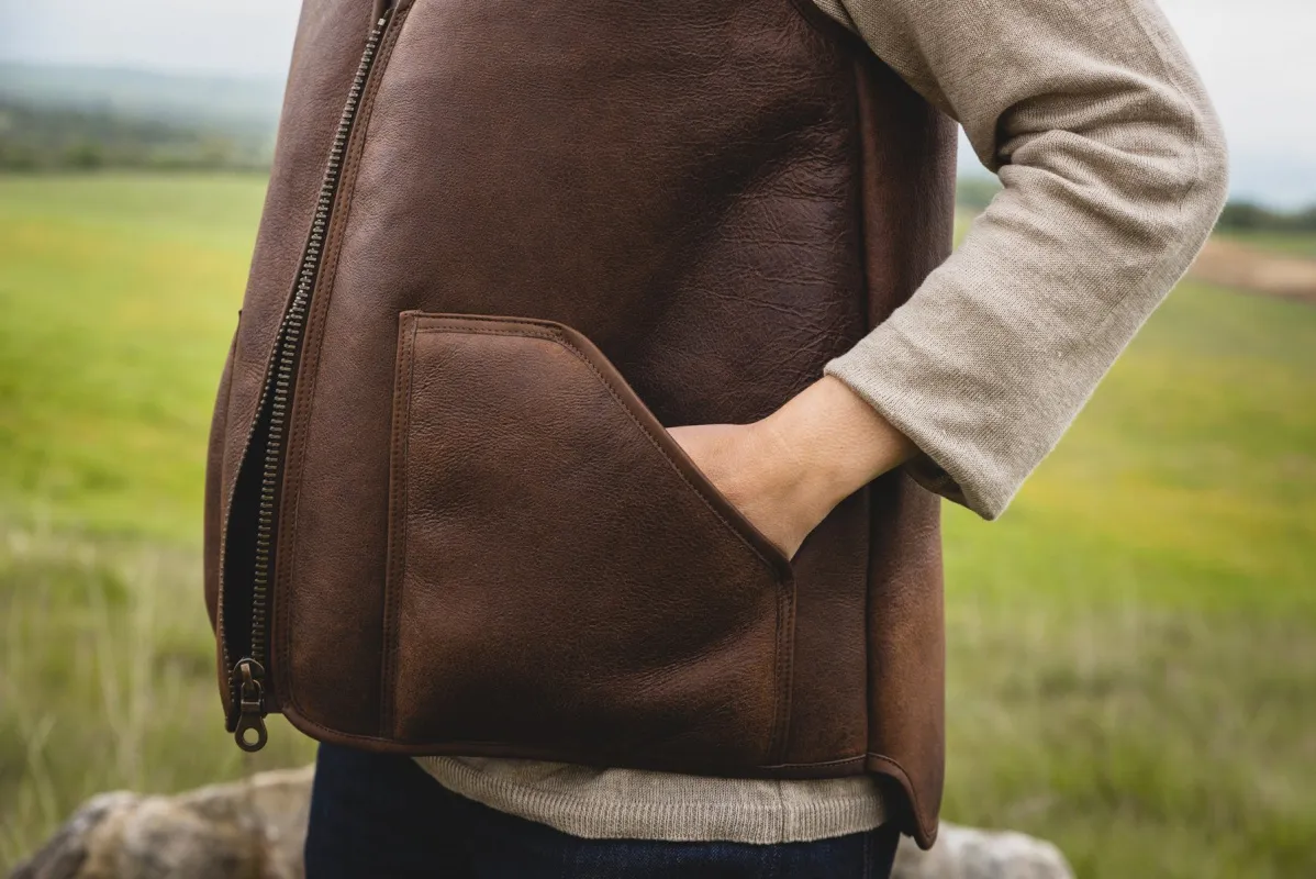 Gilet en peau lainée pour Femme - Fabrication artisanale française