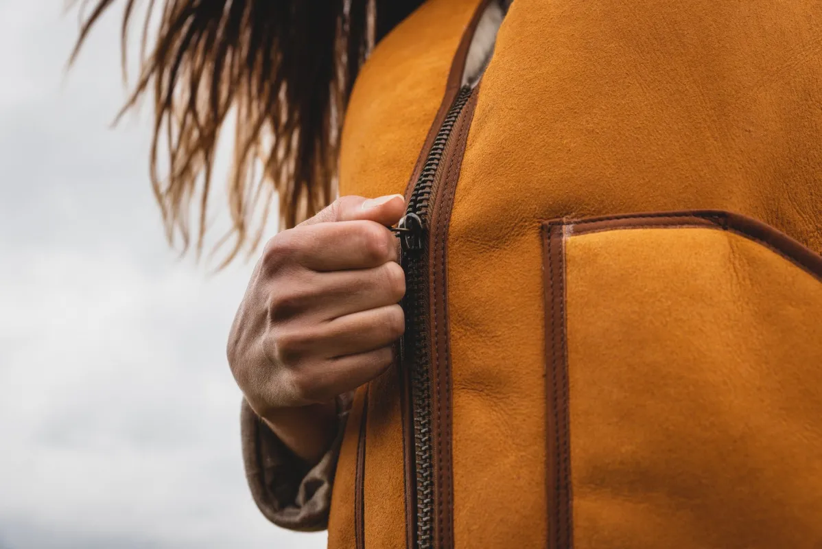 Gilet en peau lainée pour Femme - Fabrication artisanale française