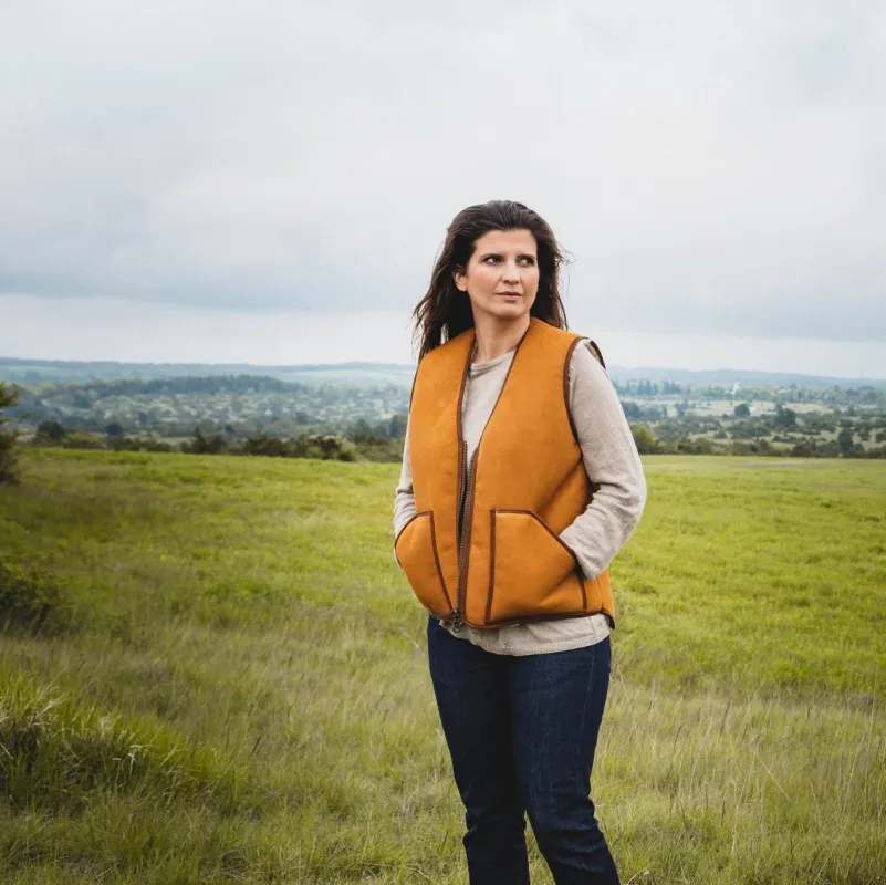 Gilet en peau lainée pour Femme - Fabrication artisanale française