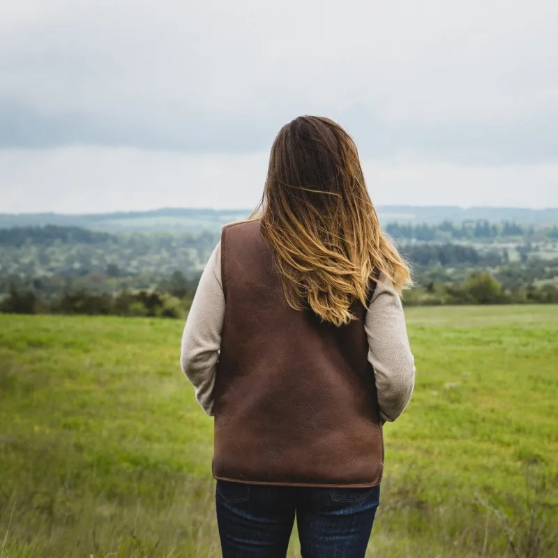 Gilet en peau lainée pour Femme - Fabrication artisanale française