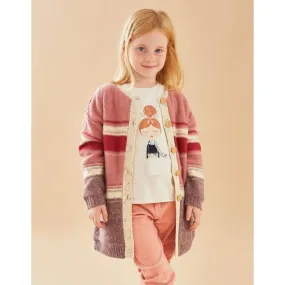 Gilet en Tricoloudoux® rayé rose - Noukies