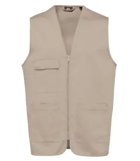 Gilet multipoches léger sans manches - Unisexe - WK608 - beige