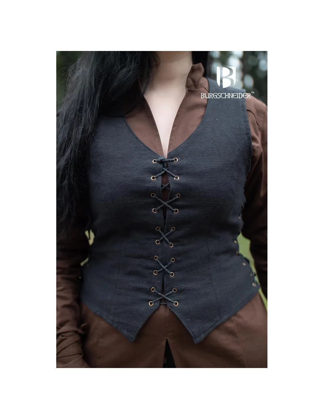 Gilet paysan médiéval marial, couleur noire ⚔️ Boutique Épées