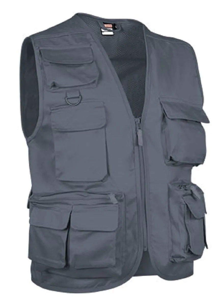 Gilet reporter multipoches sans manches - SAFARI - gris ciment 