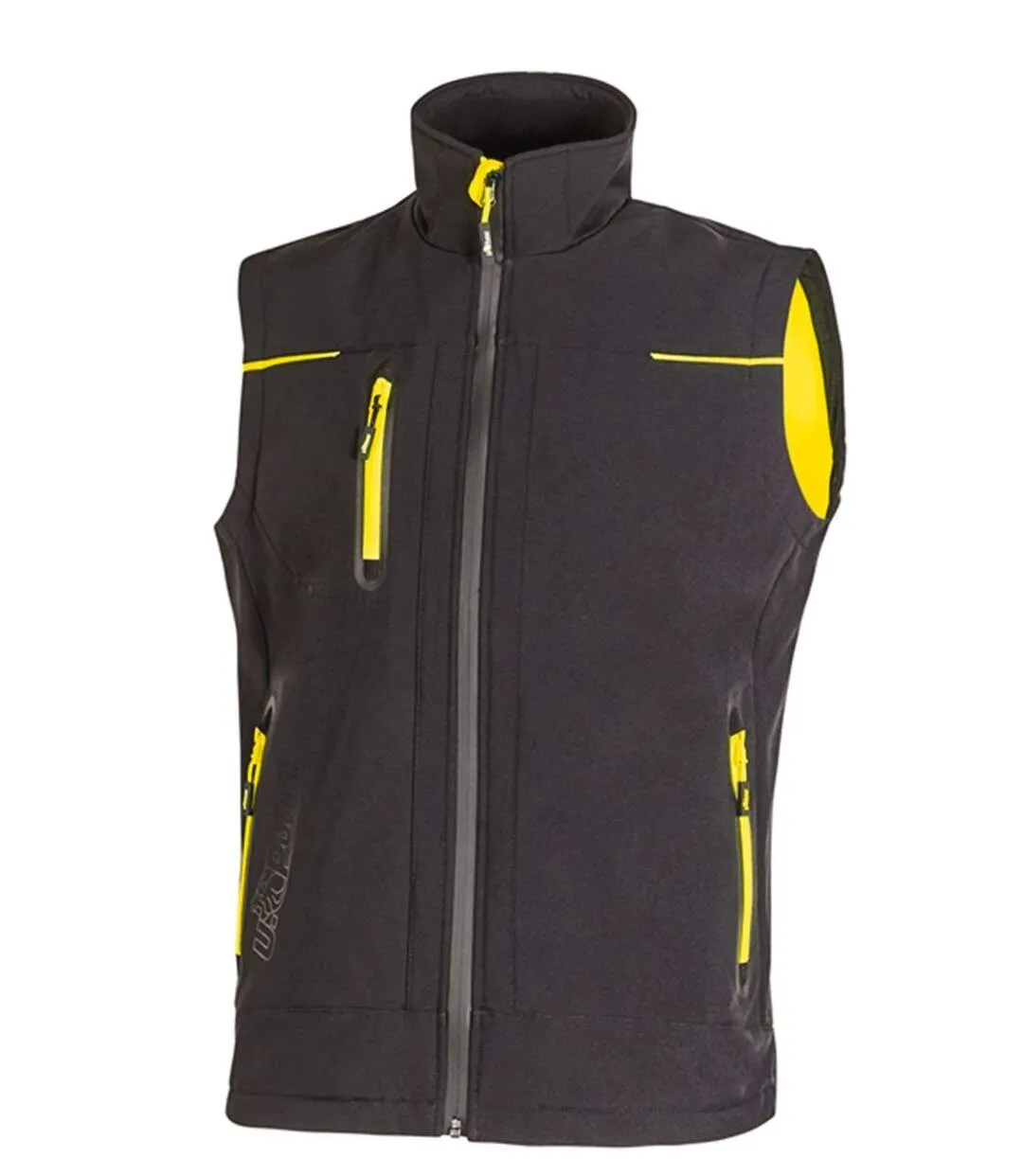 Gilet softshell sans manches - Homme - UPFU188 - noir et jaune