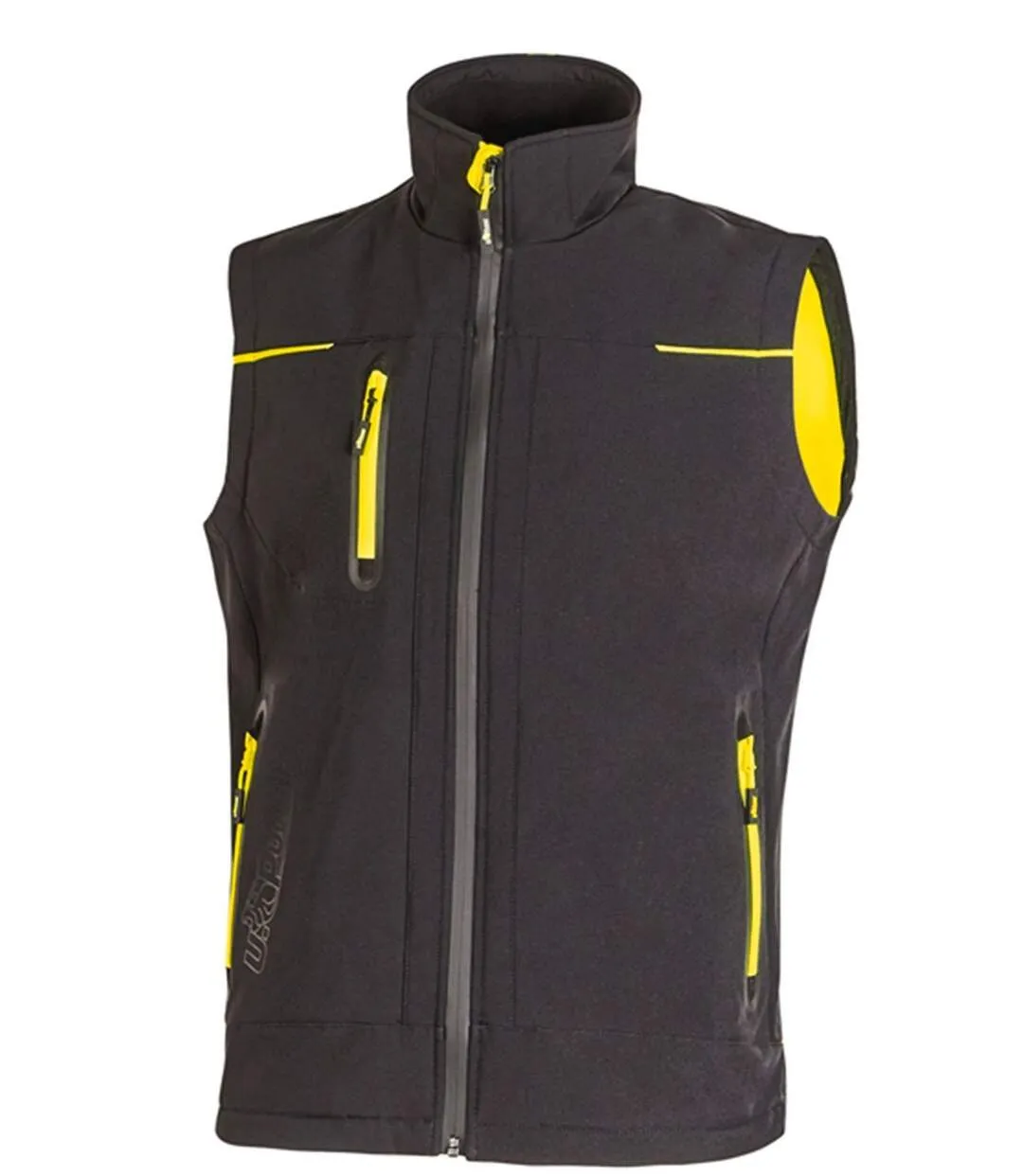 Gilet softshell sans manches - Homme - UPFU188 - noir et jaune