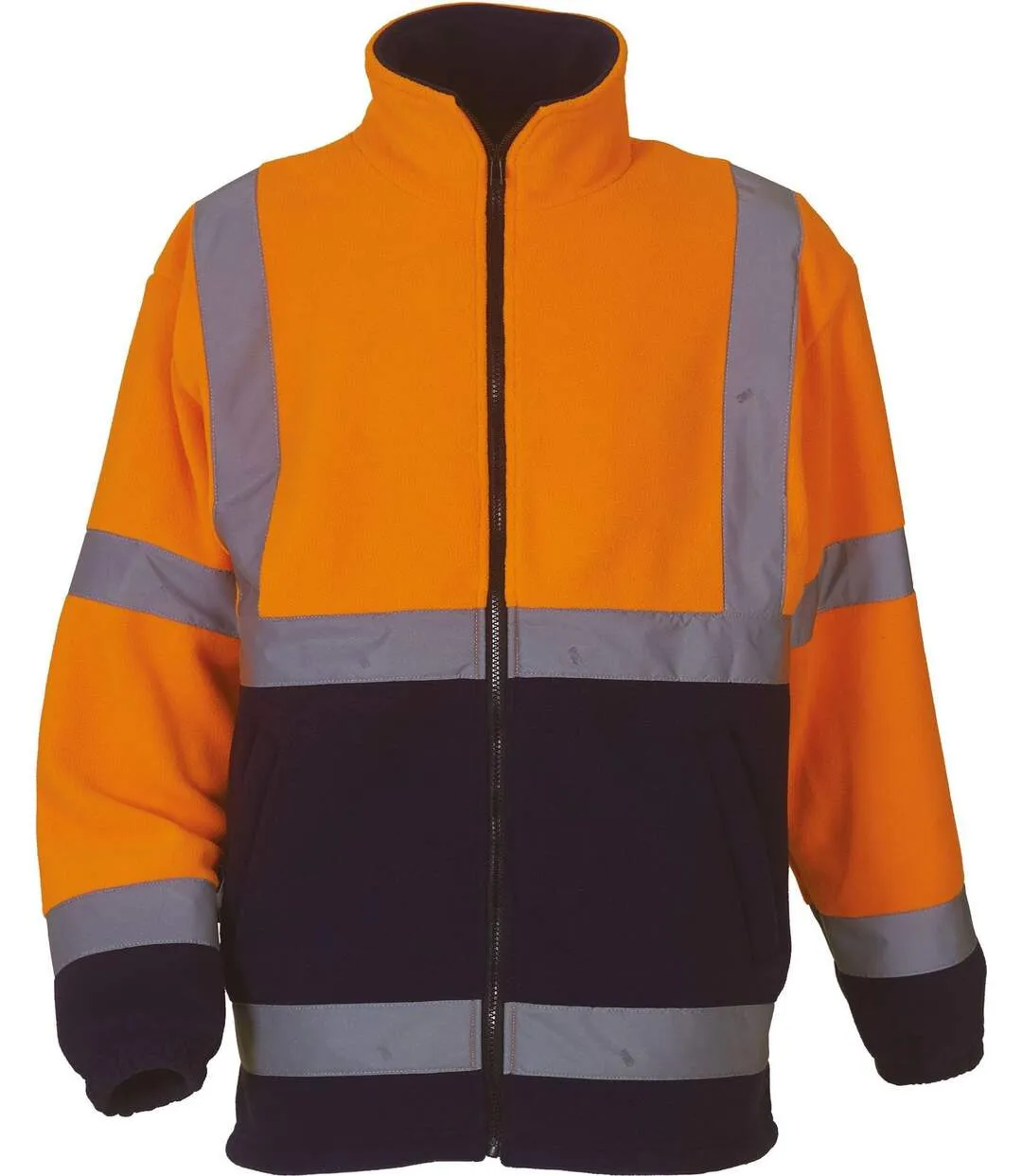 Gilet veste polaire de sécurité haute visibilité ORANGE fluo - bas bleu - HVK08