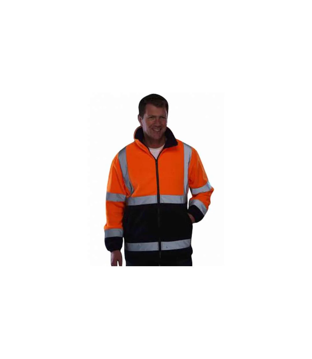 Gilet veste polaire de sécurité haute visibilité ORANGE fluo - bas bleu - HVK08