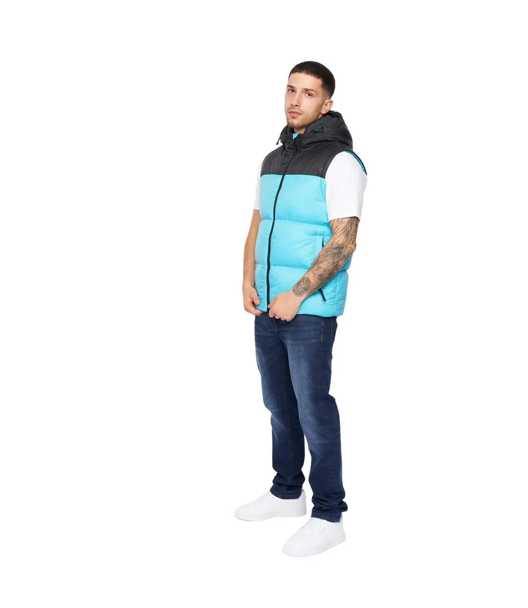 Gilet à capuche chemerley pour hommes turquoise/noir Crosshatch