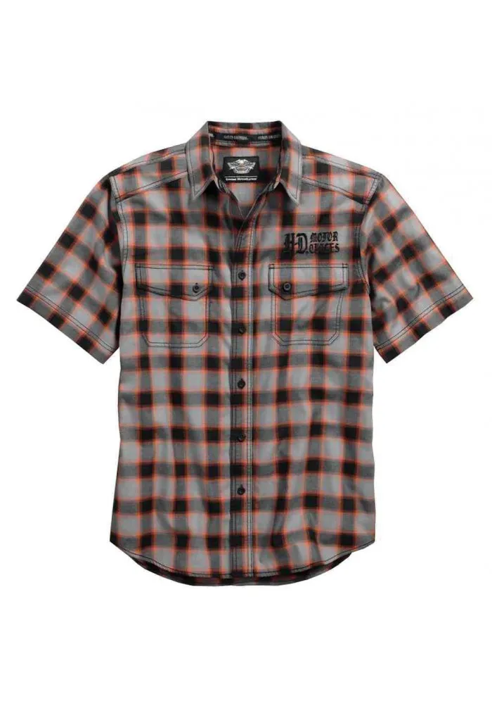 Harley Davidson Homme Cotton Oxford Plaid Chemise Manches Courtes 96415-17VM