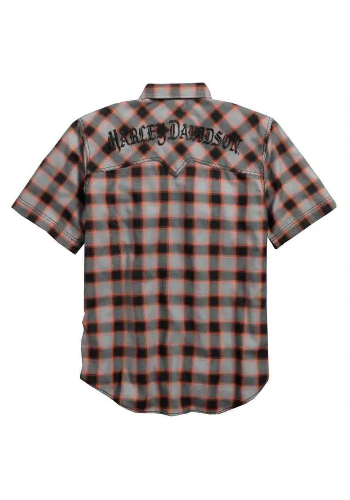 Harley Davidson Homme Cotton Oxford Plaid Chemise Manches Courtes 96415-17VM